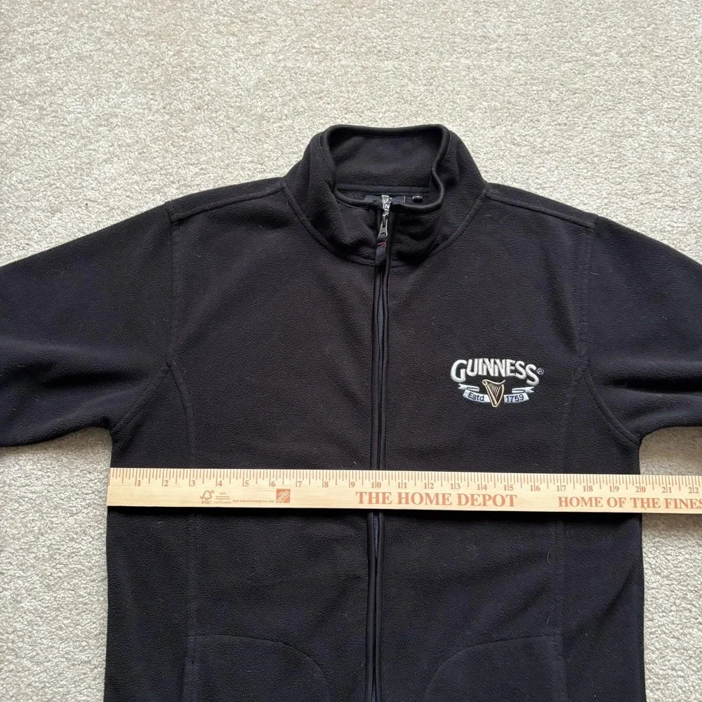 Guinness‎ Fleece Jacket Mens Small Black Full Zip Beer Logo Official Merchandise